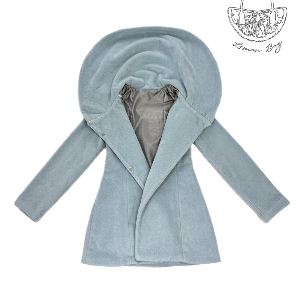 One of a Kind Exclusive/ Winter Fall Hooded Fitted Coat / Color Baby Blue/Size S - Picture 8 of 12
